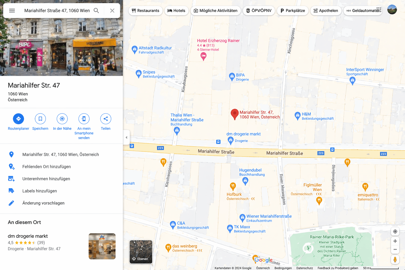 Карта расположения Technovista — Mariahilfer Straße 47, Wien